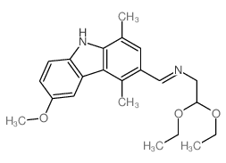 N-(2,2-diethoxyethyl)-1-(6-methoxy-1,4-dimethyl-9H-carbazol-3-yl)methanimine 结构式