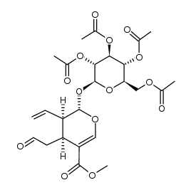 2H-Pyran-5-carboxylic acid, 3-ethenyl-3,4-dihydro-4-(2-oxoethyl)-2-[(2,3,4,6-tetra-O-acetyl-β-D-glucopyranosyl)oxy]-, methyl ester, (2S,3R,4S)- 结构式