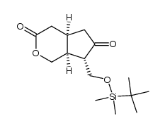 Cyclopenta[c]pyran-3,6(1H,4H)-dione, 7-[[[(1,1-dimethylethyl)dimethylsilyl]oxy]methyl]tetrahydro-, (4aR,7S,7aS)- 结构式