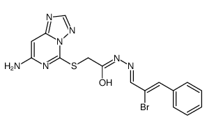 2-[(7-氨基[1,2,4]三唑并[1,5-c]嘧啶-5-基)硫代]-乙酸 2-(2-溴-3-苯基-2-丙烯-1-亚基)酰肼 结构式