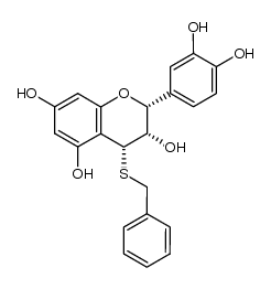 2H-1-Benzopyran-3,5,7-triol, 2-(3,4-dihydroxyphenyl)-3,4-dihydro-4-[(phenylmethyl)thio]-, (2R,3S,4R)- 结构式