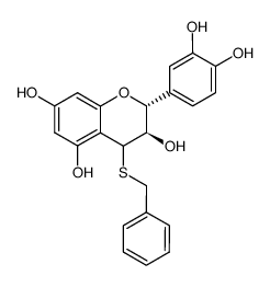 2H-1-Benzopyran-3,5,7-triol, 2-(3,4-dihydroxyphenyl)-3,4-dihydro-4-[(phenylmethyl)thio]-, (2R,3R)- 结构式