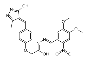 Acetic acid, 2-[4-[(1,5-dihydro-3-methyl-5-oxo-4H-pyrazol-4-ylidene)methyl]phenoxy]-, 2-[(4,5-dimethoxy-2-nitrophenyl)methylene]hydrazide 结构式