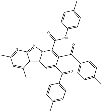 Pyrido[2',3':3,4]pyrazolo[1,5-a]pyrimidine-4-carboxamide, 8,10-dimethyl-2,3-bis(4-methylbenzoyl)-N-(4-methylphenyl)- 结构式