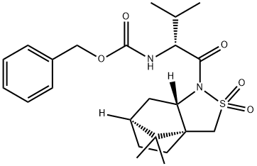 Carbamic acid, [(1R)-2-methyl-1-[[(3aR,6S,7aS)-tetrahydro-8,8-dimethyl-2,2-dioxido-3H-3a,6-methano-2,1-benzisothiazol-1(4H)-yl]carbonyl]propyl]-, phenylmethyl ester (9CI) 结构式