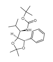 D-threo-Pentitol, 3,4,5-trideoxy-3-[[(1,1-dimethylethoxy)carbonyl]amino]-4-methyl-1,2-O-(1-methylethylidene)-1-C-phenyl-, (1S)- (9CI) 结构式