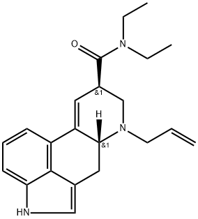 (8β)-9,10-二去氢-N,N-二乙基-6-(2-丙烯基)-麦角灵-8-甲酰胺 结构式