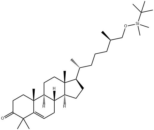 Cholest-5-en-3-one, 26-[[(1,1-dimethylethyl)dimethylsilyl]oxy]-4,4-dimethyl-, (25R)- (9CI) 结构式