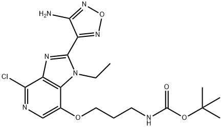 3-[[2-(4-氨基-1,2,5-恶二唑-3-基)-4-氯-1-乙基-1H-咪唑并[4,5-c]吡啶-7-基]氧基]丙基氨基甲酸叔丁酯 结构式