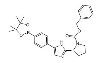 1-Pyrrolidinecarboxylic acid, 2-[5-[4-(4,4,5,5-tetramethyl-1,3,2-dioxaborolan-2-yl)phenyl]-1H-imidazol-2-yl]-, phenylmethyl ester, (2S)- 结构式