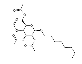 8-碘辛基-β-D-吡喃葡萄糖苷四乙酸酯 结构式
