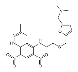 2-Propanone, 2-[5-[[2-[[[5-[(dimethylamino)methyl]-2-furanyl]methyl]thio]ethyl]amino]-2,4-dinitrophenyl]hydrazone 结构式
