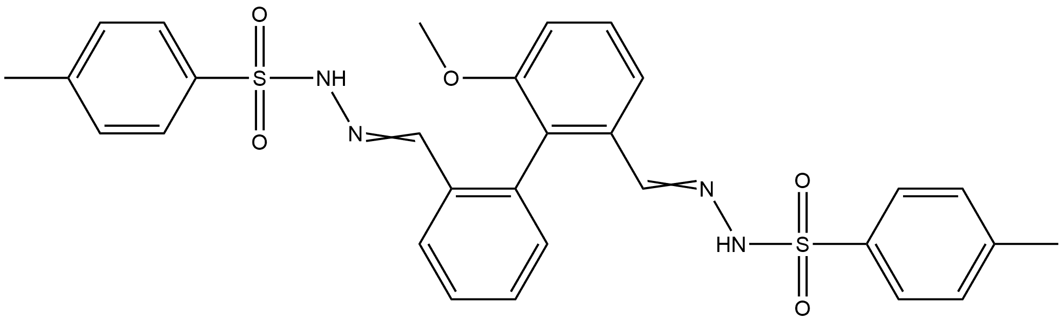 Benzenesulfonic acid, 4-methyl-, 1,1'-[2,2'-[(6-methoxy[1,1'-biphenyl]-2,2'-diyl)dimethylidyne]dihydrazide] 结构式