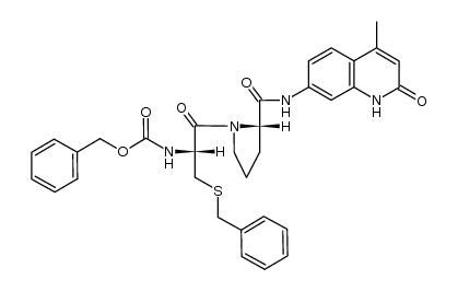 N-[(苄氧基)羰基]-S-(苄基)-L-半胱氨酰基-N-(1,2-二氢-4-甲基-2-氧代-7-喹啉基)-L-脯氨酰胺 结构式