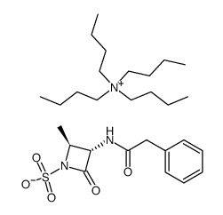 1-Butanaminium, N,N,N-tributyl-, salt with (2S-trans)-2-methyl-4-oxo-3-[(phenylacetyl)amino]-1-azetidinesulfonic acid (1:1) 结构式