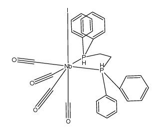 四羰基[1,2-亚乙基双(二苯基膦)]碘合铌 结构式