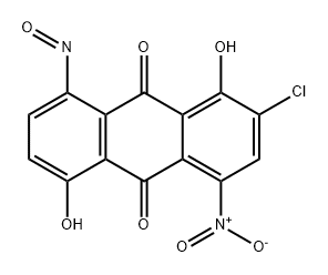2-氯-1,5-二羟基-4-硝基-8-亚硝基-9,10-蒽二酮 结构式