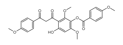 Benzoic acid, 4-methoxy-, 4-hydroxy-2,6-dimethoxy-3-[3-(4-methoxyphenyl)-1,3-dioxopropyl]phenyl ester 结构式