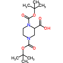 1,4-双(N-Boc)哌嗪-2-甲酸 结构式