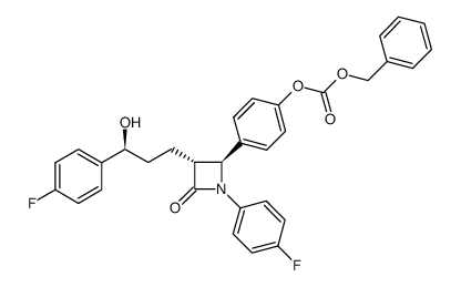 Carbonic acid, 4-[(2S,3R)-1-(4-fluorophenyl)-3-[(3S)-3-(4-fluorophenyl)-3-hydroxypropyl]-4-oxo-2-azetidinyl]phenyl phenylmethyl ester 结构式