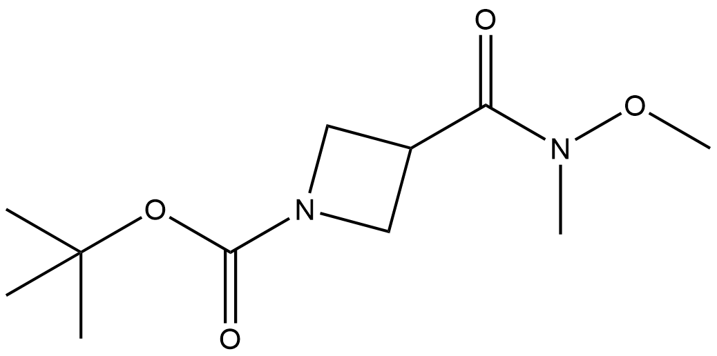 N-甲氧基-N-甲基-1-BOC-氮杂环丁烷-3-甲酰胺 结构式