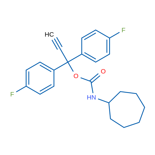 N-环庚基氨基甲酸 1,1-双(4-氟苯基)-2-丙炔基酯 结构式