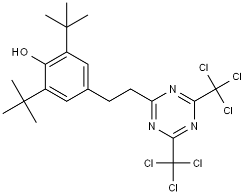 4-[2-[4,6-双(三氯甲基)-1,3,5-三嗪-2-基]乙基]-2,6-双(1,1-二甲基乙基)苯酚 结构式