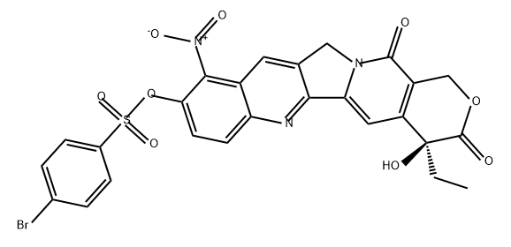 Benzenesulfonic acid, 4-bromo-, (4S)-4-ethyl-3,4,12,14-tetrahydro-4-hydroxy-10-nitro-3,14-dioxo-1H-pyrano[3',4':6,7]indolizino[1,2-b]quinolin-9-yl ester 结构式