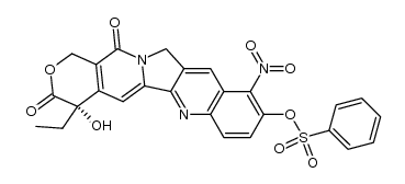 1H-Pyrano[3',4':6,7]indolizino[1,2-b]quinoline-3,14(4H,12H)-dione, 4-ethyl-4-hydroxy-10-nitro-9-[(phenylsulfonyl)oxy]-, (4S)- 结构式