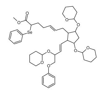 7-[3,5-Bis[(tetrahydro-2H-pyran-2-yl)oxy]-2-[4-phenoxy-3-[(tetrahydro-2H-pyran-2-yl)oxy]-1-butenyl]cyclopentyl]-2-phenylseleno-5-heptenoic acid methyl ester 结构式