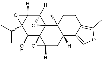Trisoxireno[4b,5:6,7:8a,9]phenanthro[1,2-c]furan-6-ol, 3b,4,4a,6,6a,7a,7b,8b,9,10-decahydro-1,8b-dimethyl-6a-(1-methylethyl)-, (3bS,4aS,5aS,6R,6aR,7aS,7bS,8aS,8bS)- 结构式