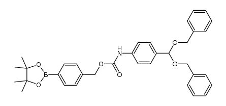 [4-(4,4,5,5-Tetramethyl-1,3,2-dioxaborolan-2-yl)phenyl]methyl N-[4-[bis(phenylmethoxy)methyl]phenyl]carbamate 结构式