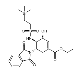 (3R,4R,5S)-5-(1,3-二氧代异吲哚啉-2-基)-3-羟基-4-(2-三甲基硅基乙基磺酰胺基)环己-1-烯-1-羧酸乙酯 结构式