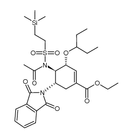 Ethyl (3R,4R,5S)-4-[acetyl[[2-(trimethylsilyl)ethyl]sulfonyl]amino]-5-(1,3-dihydro-1,3-dioxo-2H-isoindol-2-yl)-3-(1-ethylpropoxy)-1-cyclohexene-1-carboxylate 结构式