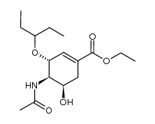 1-Cyclohexene-1-carboxylic acid, 4-(acetylamino)-3-(1-ethylpropoxy)-5-hydroxy-, ethyl ester, (3R,4R,5R)- 结构式