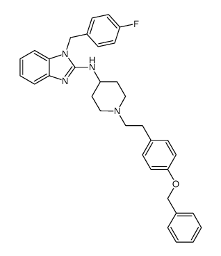 1H-Benzimidazol-2-amine, 1-[(4-fluorophenyl)methyl]-N-[1-[2-[4-(phenylmethoxy)phenyl]ethyl]-4-piperidinyl]- 结构式
