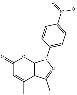 3,4-二甲基-1-(4-硝基苯基)吡喃并[2,3-C]吡唑-6(1H)-酮 结构式