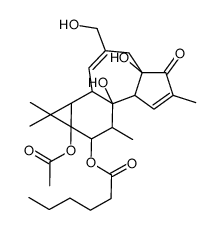 Hexanoic acid, (1aR,1bS,4aR,7aS,7bS,8R,9R,9aS)-9a-(acetyloxy)-1a,1b,4,4a,5,7a,7b,8,9,9a-decahydro-4a,7b-dihydroxy-3-(hydroxymethyl)-1,1,6,8-tetramethyl-5-oxo-1H-cyclopropa[3,4]benz[1,2-e]azulen-9-yl ester (9CI) 结构式