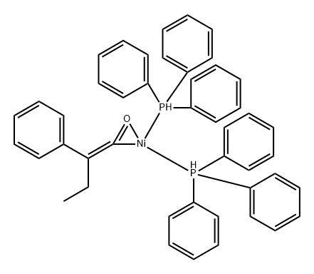 [(O,1-η)-2-苯基-1-丁烯-1-酮]双(三苯基膦)合镍 结构式