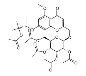 5H-Furo[3,2-g][1]benzopyran-5-one, 2-[1-(acetyloxy)-1-methylethyl]-2,3-dihydro-4-methoxy-7-[[(2,3,4,6-tetra-O-acetyl-β-D-glucopyranosyl)oxy]methyl]-, (S)- (9CI) 结构式