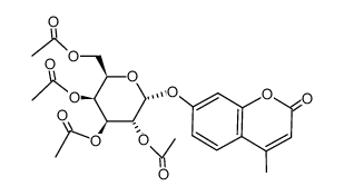 4-Methyl-7-[(2,3,4,6-tetra-O-acetyl-α-D-galactopyranosyl)oxy]-2H-1-benzopyran-2-on 结构式