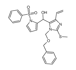 1H-Imidazole-5-methanol, 4-ethenyl-2-(methylthio)-1-[(phenylmethoxy)methyl]-α-[1-(phenylsulfonyl)-1H-pyrrol-2-yl]- 结构式
