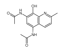 N,N'-(8-羟基-2-甲基-5,7-喹啉二基)二乙酰胺 结构式