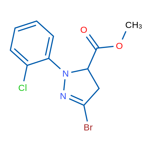 3-溴-1-(2-氯苯基)-4,5-二氢-1H-吡唑-5-羧酸甲酯 结构式