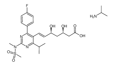 6-Heptenoic acid, 7-[4-(4-fluorophenyl)-6-(1-methylethyl)-2-[methyl(methylsulfonyl)amino]-5-pyrimidinyl]-3,5-dihydroxy-, (3R,5S,6E)-, compd. with 2-propanamine (1:1) 结构式
