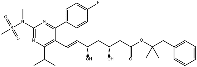 6-庚烯酸,7-[4-(4-氟苯基)-6-(1-甲基乙基)-2-[甲基(甲磺酰基)氨基]-5-嘧啶基]-3,5-二羟基-,1,1-二甲基-2-苯基乙酯,(3R,5S,6E)- 结构式