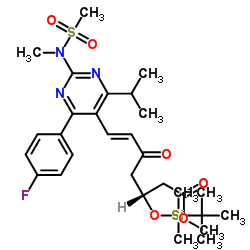 7-[4-(4-氟苯基)-6-异丙基-2-(N-甲基甲磺酰胺基)-5-嘧啶]-(3R)-叔丁基二甲硅氧基-5-氧代-(6E)-庚酸甲酯 结构式