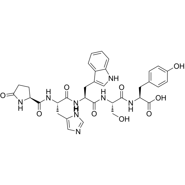 5-氧代-L-脯氨酰-L-组氨酰-L-色氨酰-L-丝氨酰-L-酪氨酸 结构式