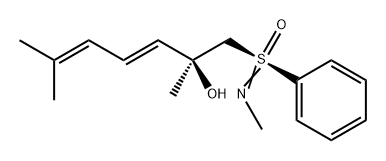 3,5-庚二烯-2-醇, 2,6-二甲基-1-[[S(R)]-N-甲基-S-苯基亚磺酰亚胺基]-, (2S,3E)- 结构式