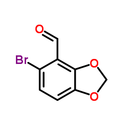 5-溴-1,3-苯并二氧杂环戊二烯-4-甲醛 结构式